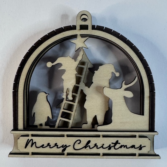 3D Santa, Reindeer & Penguin Scene – Laser-Cut Wood Décor Merry Christmas - Picture 3 of 7